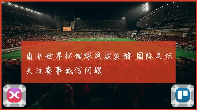 南非世界杯假球风波发酵 国际足坛关注赛事诚信问题